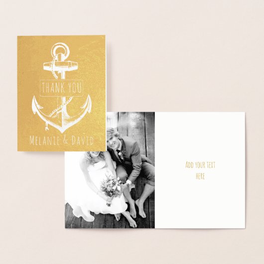  wit anker nautisch huwelijksgoud folie kaarten (Display)