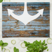 wit anker op hout theedoek (Gevouwen)