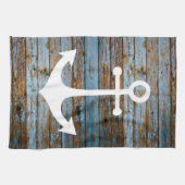 wit anker op hout theedoek (Horizontaal)