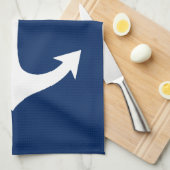 wit anker op marineblauw theedoek (Quarter Fold)