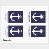 Wit anker op marineblauwe achtergrond rechthoekige sticker (Vel)