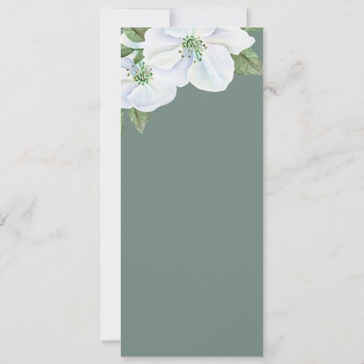 Wit Apple Blossom Menu Weddenschap Kaart (Achterkant)