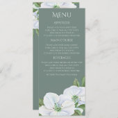 Wit Apple Blossom Menu Weddenschap Kaart (Voorkant / Achterkant)