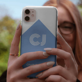  wit & aqua blauw monogram Case-Mate iPhone case