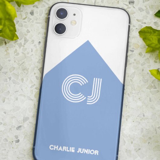 wit & aqua blauw monogram Case-Mate iPhone case