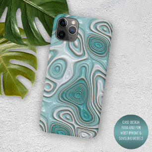 Wit Aqua Turquoise Groen Swirl Art Patroon Case-Mate iPhone Case