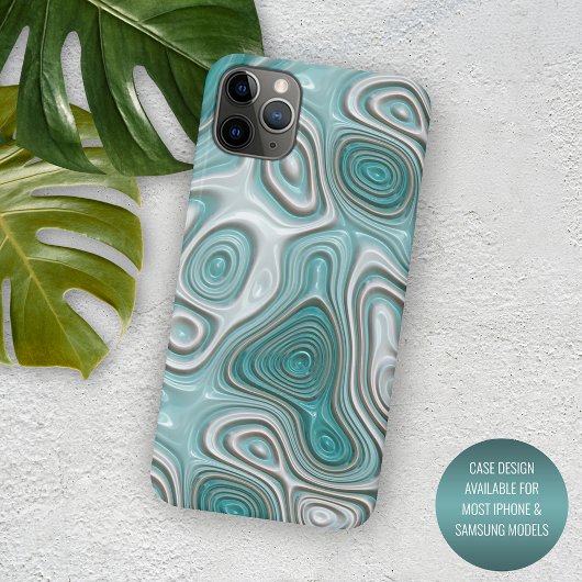 Wit Aqua Turquoise Groen Swirl Art Patroon Case-Mate iPhone Case
