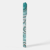 Wit Aqua Turquoise Groen Swirl Art Patroon iPhone Hoesje (Rechterkant)