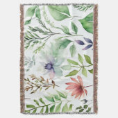 Wit Aquarel Bloem Botanische Tuin Deken (Voorkant Verticaal)