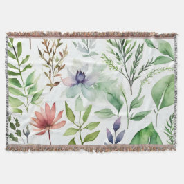 Wit Aquarel Bloem Botanische Tuin Deken