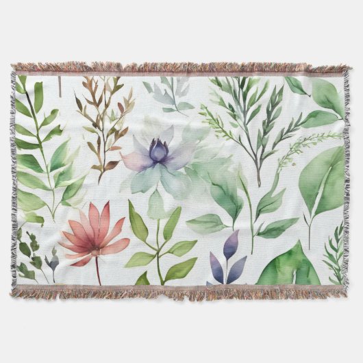 Wit Aquarel Bloem Botanische Tuin Deken (Voorkant)