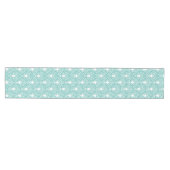 Wit Art Deco patroon op turquoise achtergrond Medium Tafelloper (Horizontaal)