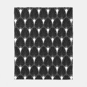 Wit Art Deco-patroon op zwarte achtergrond Fleece Deken (Voorkant)