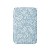 Wit & Baby Blauw  Paisley Badmat (Voorkant Verticaal)