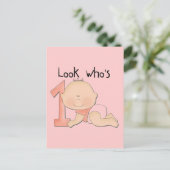 Wit Baby Meisje 1e Verjaardag Tshirts en Gifts Briefkaart (Staand voorkant)