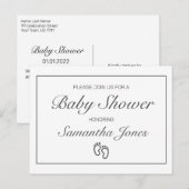Wit Baby shower Aankondiging Uitnodiging Briefkaar (Voorkant / Achterkant)