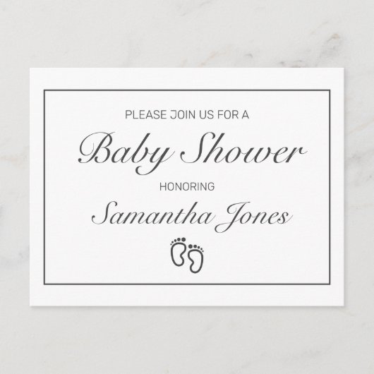 Wit Baby shower Aankondiging Uitnodiging Briefkaar (Voorkant)