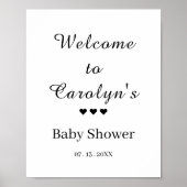 Wit Baby shower Welkom Poster (Voorkant)