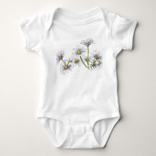 Wit baby T-shirt met madeliefjes (Voorkant)