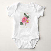 Wit baby T-shirt met roze camellia (Voorkant)