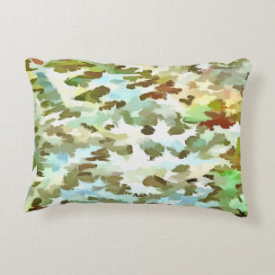Wit, babyblauw en groen camouflagepatroon decoratief kussen