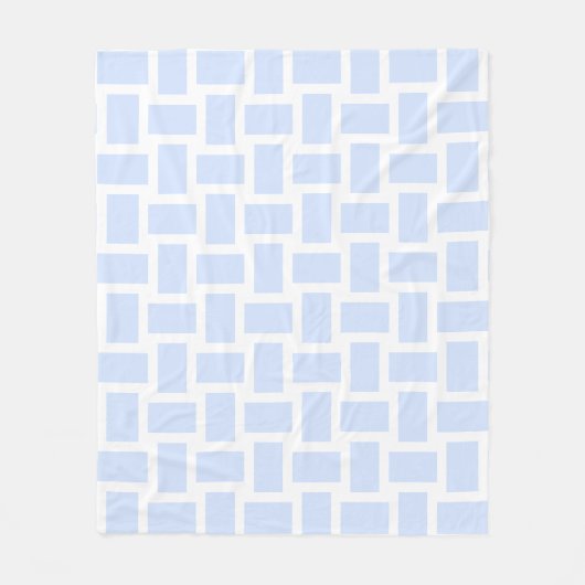 Wit & babyblauw pastelkleurig weefontwerp fleece deken (Voorkant)