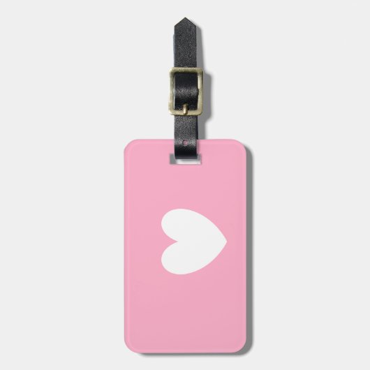 Wit Bagagelabel met lederen riem (Voorkant verticaal)