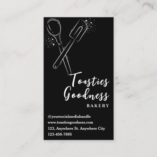 Wit Bakken Utensil Black Bakery Visitekaartje (Voorkant)