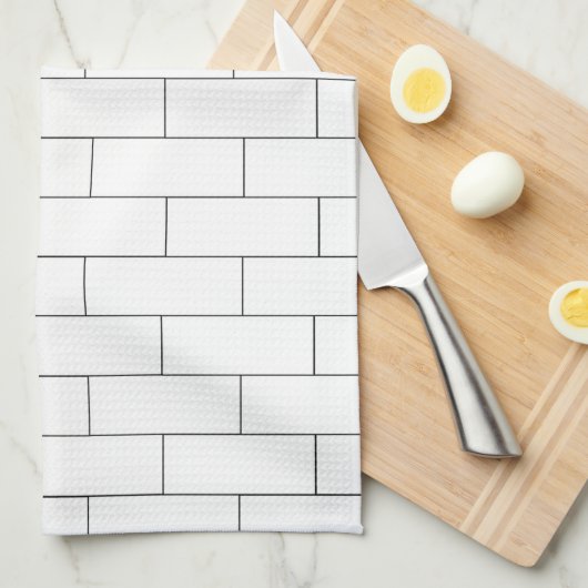 Wit baksteenontwerp theedoek (Quarter Fold)