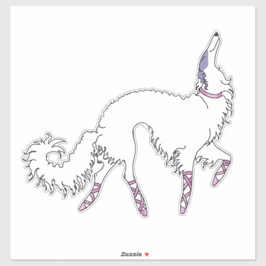 Wit Ballet Borzoi Die Cut Vinyl Sticker (Vel)