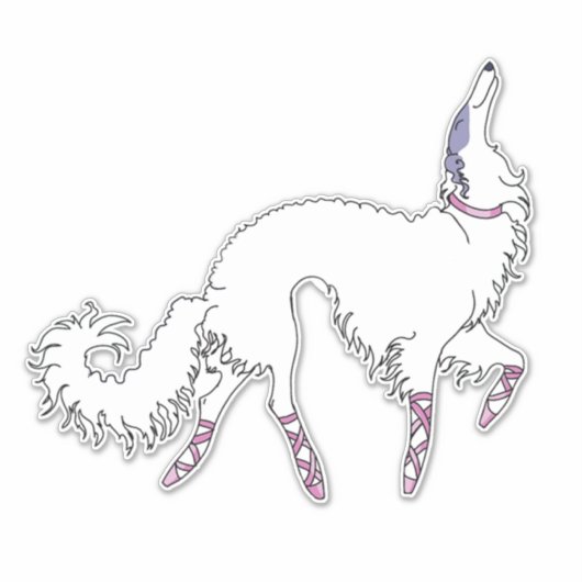 Wit Ballet Borzoi Die Cut Vinyl Sticker (Voorkant)