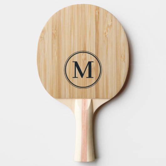 Wit Bamboe Monogram Tafeltennisbatje (Achterkant)