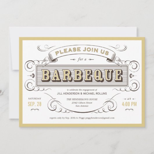 Wit Barbeque Cookout Invitation Kaart (Voorkant)
