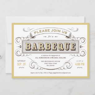 Wit   Barbeque Cookout Invitation Kaart