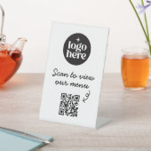 Wit Basis Zakelijk Logo Menu QR Code Reclamebord Met Voetstuk (Insitu)