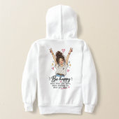 Wit ‘Be Happy’ hoodie voor kinderen (Laag Achter)