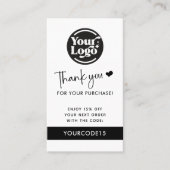 Wit Bedankt Bestel Business Logo QR Code Retail Kortingskaartje (Voorkant)