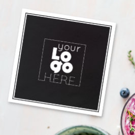 wit bedrijf logo op zwart papier party servetten