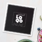 wit bedrijf logo op zwart papier party servetten