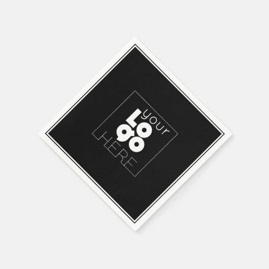 wit bedrijf logo op zwart papier party servetten (Hoek)