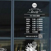 Wit bedrijfs openingsuren logo en qr-code raamsticker