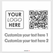 Wit bedrijfslogo bedrijf eenvoudig QR-code tekst Sticker (Vel)