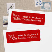 Wit bedrijfslogo, rode kerst retouradres etiket