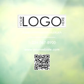 Wit bedrijfslogo winkelpui QR-code contactgegevens Raamsticker (Vel 3)