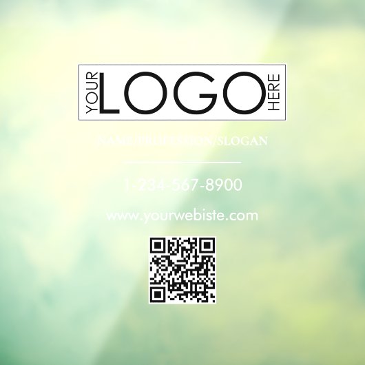 Wit bedrijfslogo winkelpui QR-code contactgegevens Raamsticker (Vel 3)