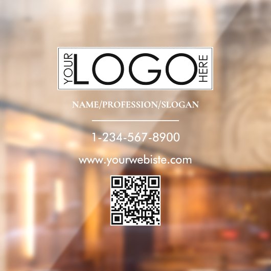 Wit bedrijfslogo winkelpui QR-code contactgegevens Raamsticker (Vel 2)