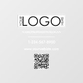 Wit bedrijfslogo winkelpui QR-code contactgegevens Raamsticker (Vel)