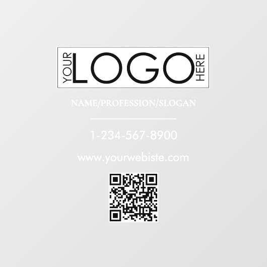 Wit bedrijfslogo winkelpui QR-code contactgegevens Raamsticker (Vel)