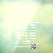 Wit bedrijfsopeningsuren logo en qr-code Hala Raamsticker (Vel 3)