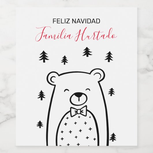 Wit Beer in Bos Vakantie Wijn Etiket (Enkel label)